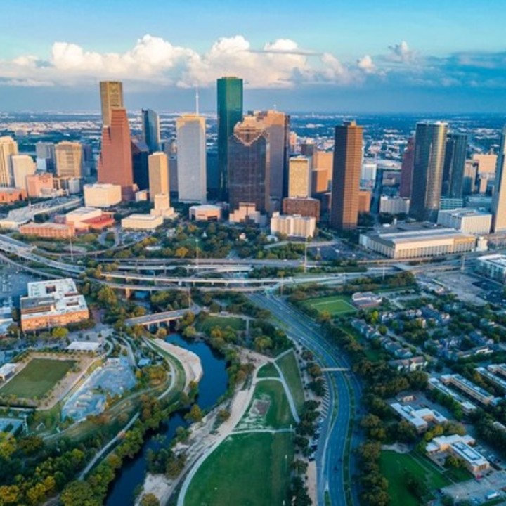 Aerial view of Houston, a major city with lots of growth